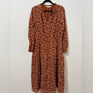Loft floral maxi dress burnt orange Large